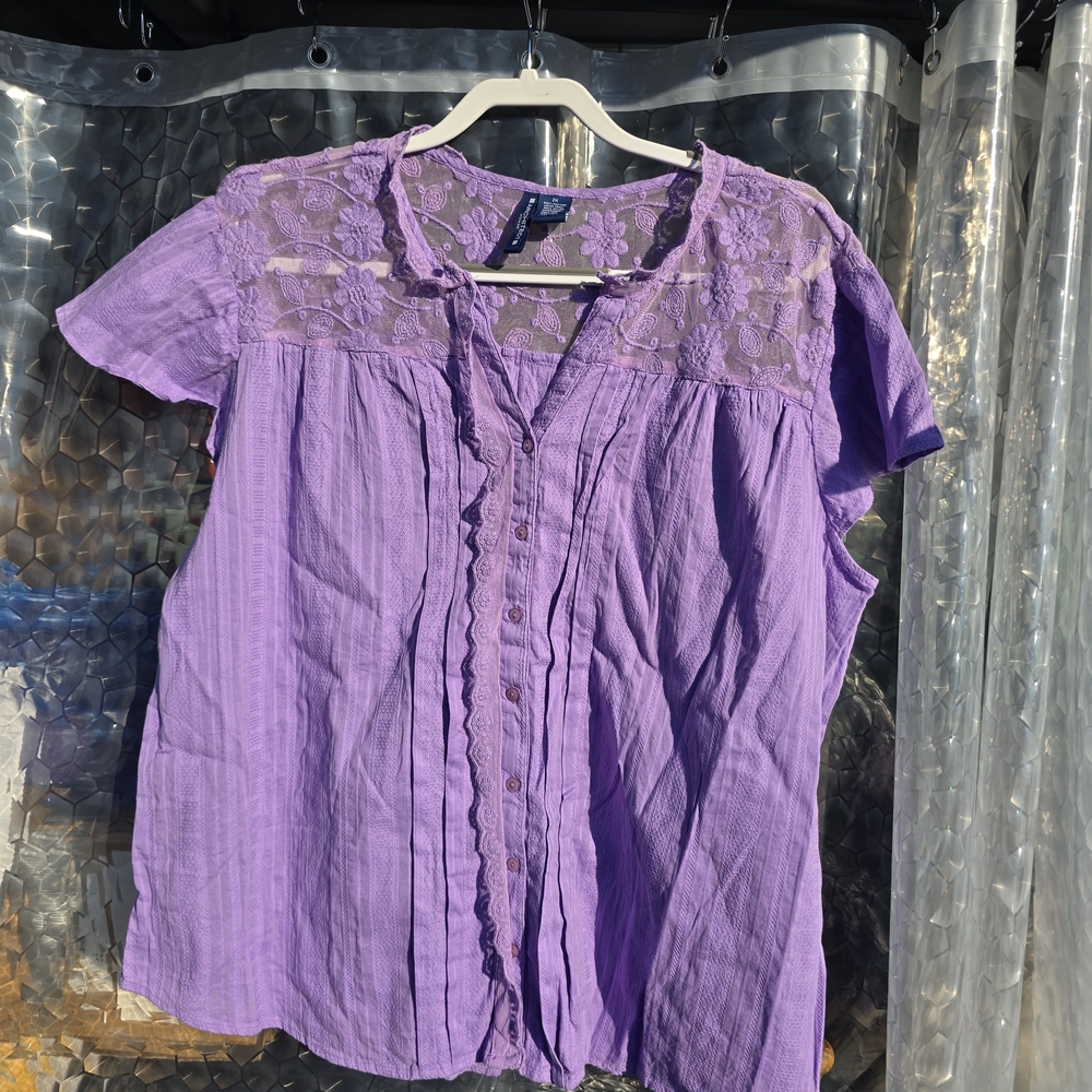 Purple Lace Trim Women's Top